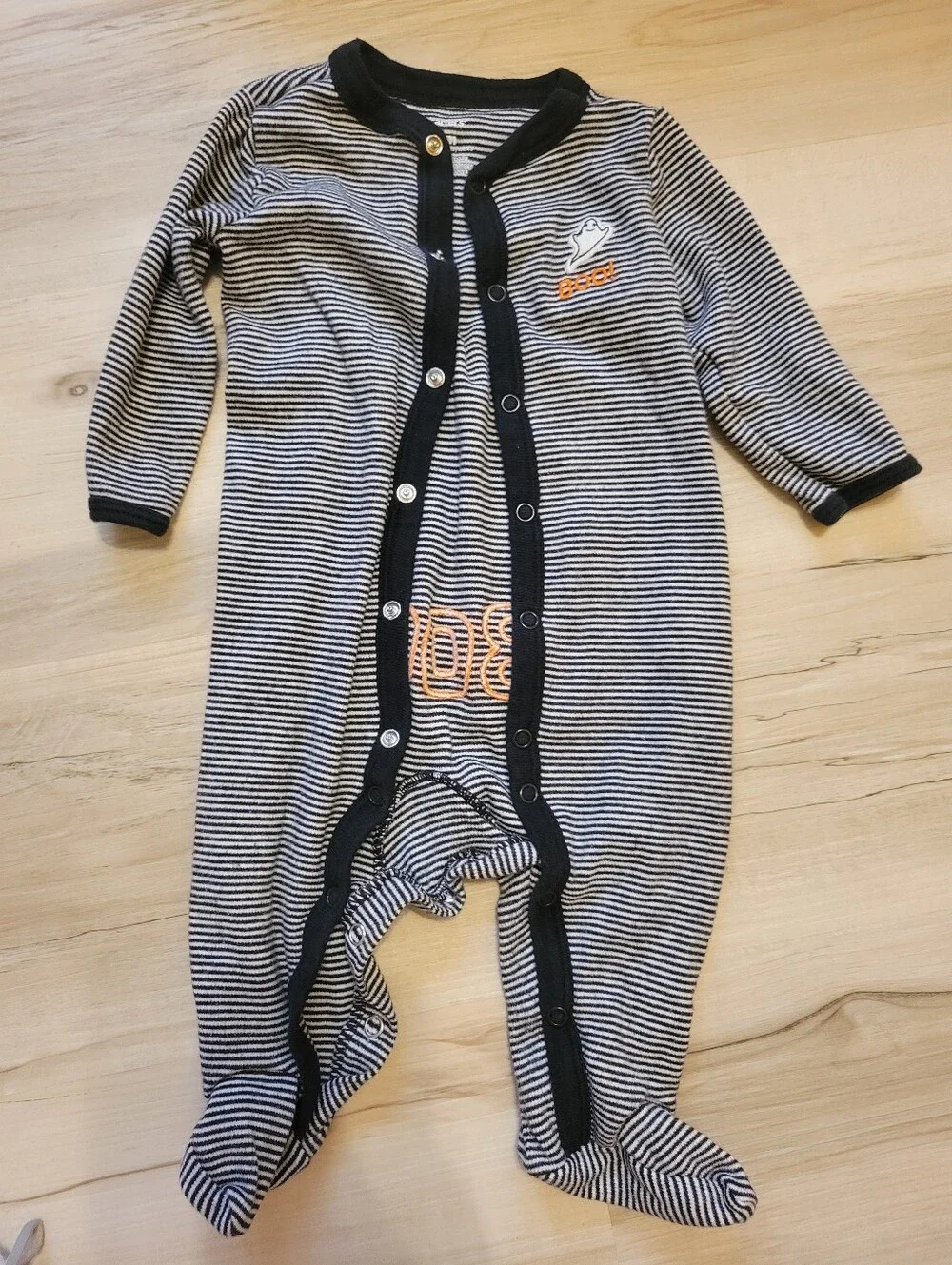 Carter's Black & White Striped Snap-Front Footed Sleep Sack with